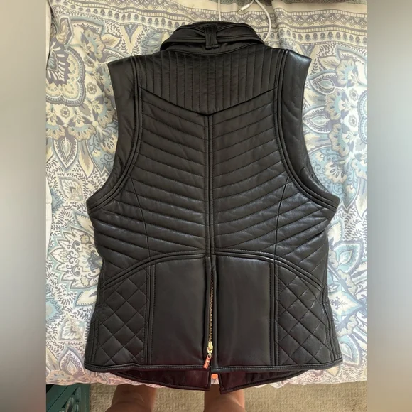 Guess by Marciano Black Leather Moto Vest Size Extra Small XS - Picture 8 of 13